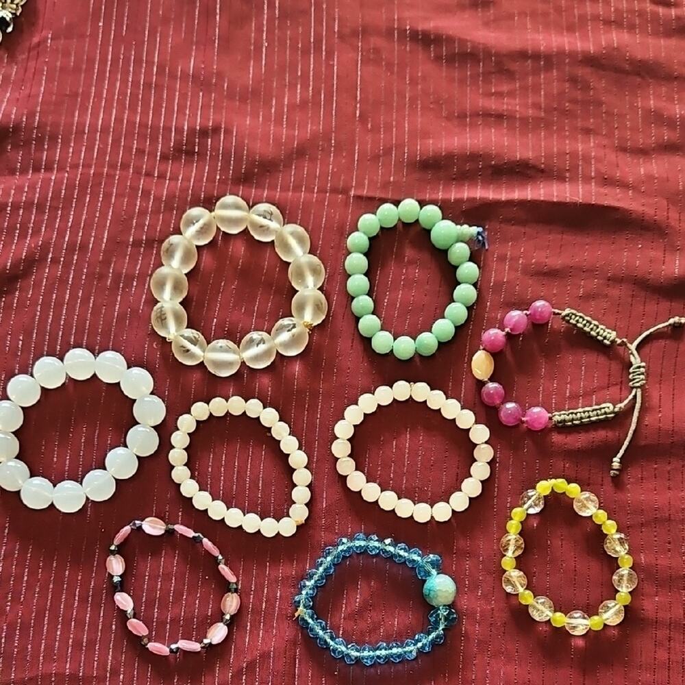 9 Assorted Handmade Beaded Bracelets